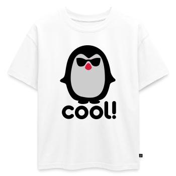 Pinguïn frais - T-shirt enfant oversize en coton biologique Premium - blanc - Devant - AI Model Kid Male (0cm)