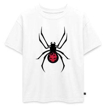 Une araignée noire avec le crâne rouge - T-shirt enfant oversize en coton biologique Premium - blanc - Devant - AI Model Kid Male (0cm)