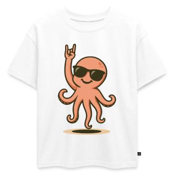 OctoRock Bébé - T-shirt enfant oversize en coton biologique Premium - blanc - Devant - AI Model Kid Male (0cm)