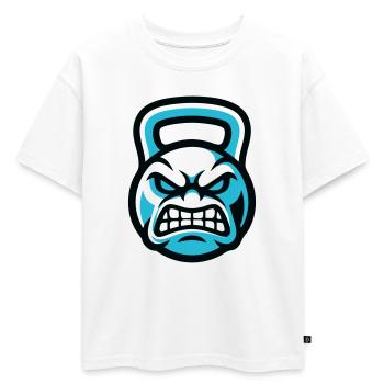 Graphique du Diable avec kettlebell - T-shirt enfant oversize en coton biologique Premium - blanc - Devant - AI Model Kid Male (0cm)