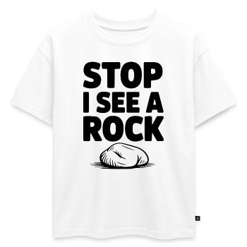 Arrêt Je vois un rocher - T-shirt enfant oversize en coton biologique Premium - blanc - Devant - AI Model Kid Male (0cm)