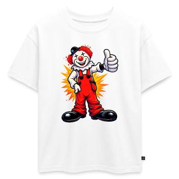 Clown joyeux avec un pouce levé - T-shirt enfant oversize en coton biologique Premium - blanc - Devant - AI Model Kid Male (0cm)