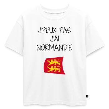 Fierté Normande : J'peux pas j'ai Normandie - T-shirt enfant oversize en coton biologique Premium - blanc - Devant - AI Model Kid Male (0cm)