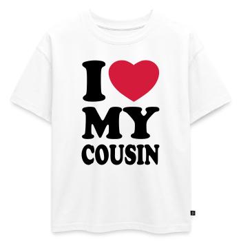 I love my cousin - J'aime ma cousine - T-shirt enfant oversize en coton biologique Premium - blanc - Devant - AI Model Kid Male (0cm)
