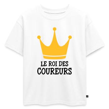 Course à Pied / Running / Jogging / Coureur - T-shirt enfant oversize en coton biologique Premium - blanc - Devant - AI Model Kid Male (0cm)