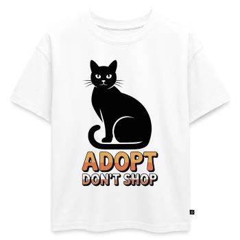Adoptez au lieu d’acheter chat noir bien-être animal - T-shirt enfant oversize en coton biologique Premium - blanc - Devant - AI Model Kid Male (0cm)