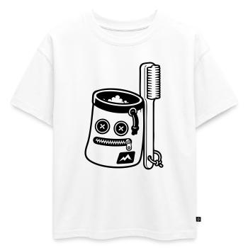 Bouldering Chalkbag Brush Motif - Oversized Kids' Premium Organic T-Shirt - white - Front - AI Model Kid Male (0cm)
