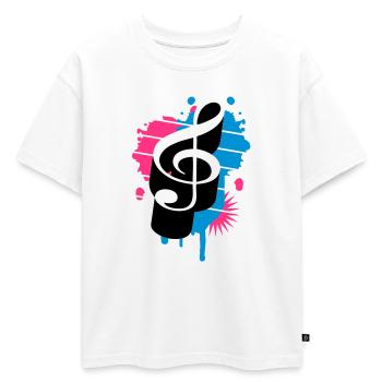 une clé de sol comme un graffiti - T-shirt enfant oversize en coton biologique Premium - blanc - Devant - AI Model Kid Male (0cm)