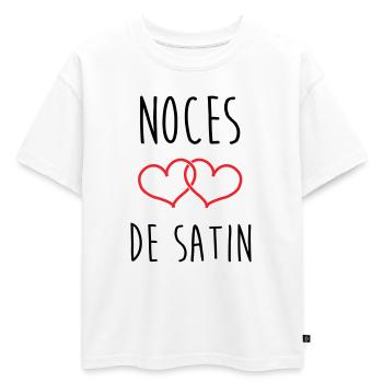 noces de satin 24 ans d'amour - T-shirt enfant oversize en coton biologique Premium - blanc - Devant - AI Model Kid Male (0cm)