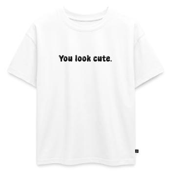 Tu es mignonne - T-shirt enfant oversize en coton biologique Premium - blanc - Devant - AI Model Kid Male (0cm)