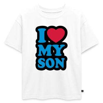 I love my son - J'aime mon fils - T-shirt enfant oversize en coton biologique Premium - blanc - Devant - AI Model Kid Male (0cm)