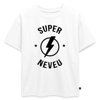 Nièce / Neveu / Oncle / Tante - T-shirt enfant oversize en coton biologique Premium - blanc - Devant - AI Model Kid Male (0cm)