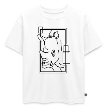 Rhinocéros en conception géométrique - T-shirt enfant oversize en coton biologique Premium - blanc - Devant - AI Model Kid Male (0cm)