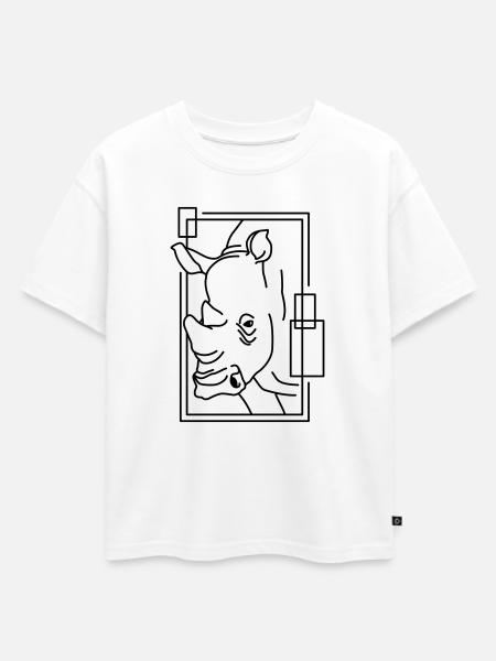Rhinoceros in geometric design - Oversized Kids' Premium Organic T-Shirt - white