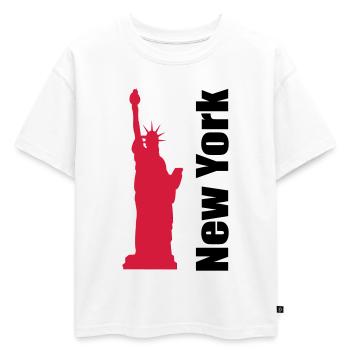 New York 1 - T-shirt enfant oversize en coton biologique Premium - blanc - Devant - AI Model Kid Male (0cm)