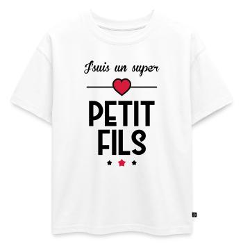 Fils / Fille / Petit-Fils / Petite-Fille - T-shirt enfant oversize en coton biologique Premium - blanc - Devant - AI Model Kid Male (0cm)