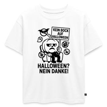 Anti Halloween Non Merci - T-shirt enfant oversize en coton biologique Premium - blanc - Devant - AI Model Kid Male (0cm)
