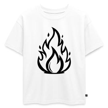 Symbole de Flamme de Feu | Motif des flammes minimales - T-shirt enfant oversize en coton biologique Premium - blanc - Devant - AI Model Kid Male (0cm)