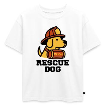 Logo du chien de secours des chiens de pompiers - T-shirt enfant oversize en coton biologique Premium - blanc - Devant - AI Model Kid Male (0cm)