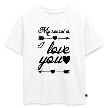 Amour secret Amour, Dictons, Cadeau Couple - T-shirt enfant oversize en coton biologique Premium - blanc - Devant - AI Model Kid Male (0cm)
