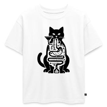 Digestion du chat - T-shirt enfant oversize en coton biologique Premium - blanc - Devant - AI Model Kid Male (0cm)