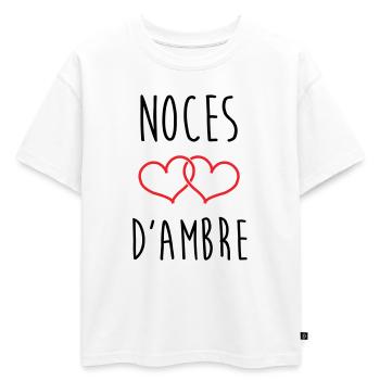 noces d'ambre 34 ans de mariage - T-shirt enfant oversize en coton biologique Premium - blanc - Devant - AI Model Kid Male (0cm)
