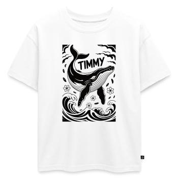 Timmy la Baleine - T-shirt enfant oversize en coton biologique Premium - blanc - Devant - AI Model Kid Male (0cm)