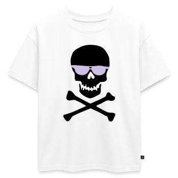 Piratl_mit_brille - T-shirt enfant oversize en coton biologique Premium - blanc - Devant - AI Model Kid Male (0cm)