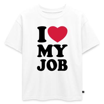 I love my job - J'aime mon travail - T-shirt enfant oversize en coton biologique Premium - blanc - Devant - AI Model Kid Male (0cm)