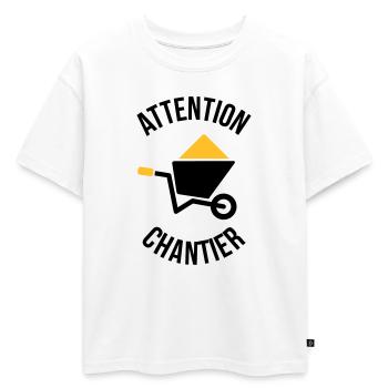 Attention Chantier - T-shirt enfant oversize en coton biologique Premium - blanc - Devant - AI Model Kid Male (0cm)