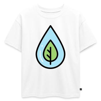Éco de feuilles à goutte d’eau - T-shirt enfant oversize en coton biologique Premium - blanc - Devant - AI Model Kid Male (0cm)