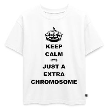 Keep Calm c’est juste un chromosome supplémentaire. - T-shirt enfant oversize en coton biologique Premium - blanc - Devant - AI Model Kid Male (0cm)