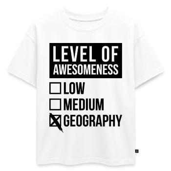 Géographie Géographie Géographie - T-shirt enfant oversize en coton biologique Premium - blanc - Devant - AI Model Kid Male (0cm)