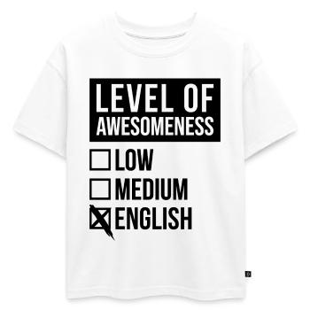 Anglais anglais anglais - T-shirt enfant oversize en coton biologique Premium - blanc - Devant - AI Model Kid Male (0cm)