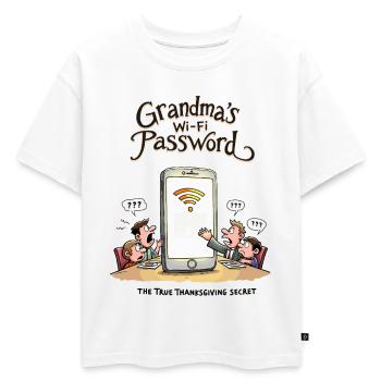 Mot de passe Wi-Fi de grand-mère - T-shirt enfant oversize en coton biologique Premium - blanc - Devant - AI Model Kid Male (0cm)