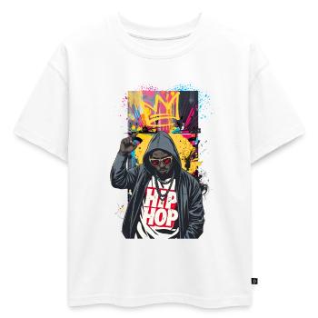 Rappeur urbaine avec graffiti coloré - T-shirt enfant oversize en coton biologique Premium - blanc - Devant - AI Model Kid Male (0cm)