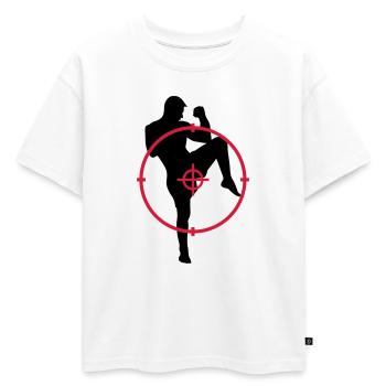 Kickboxing / Kick-Boxeur / Kick Boxing / - T-shirt enfant oversize en coton biologique Premium - blanc - Devant - AI Model Kid Male (0cm)