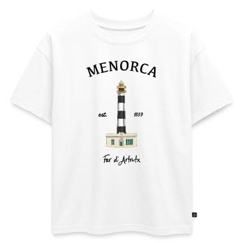 Minorque, phare du Cap d’Artrutx, dessin - T-shirt enfant oversize en coton biologique Premium - blanc - Devant - AI Model Kid Male (0cm)