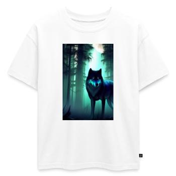 Loup dans la forêt - T-shirt enfant oversize en coton biologique Premium - blanc - Devant - AI Model Kid Male (0cm)
