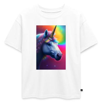 Licorne - T-shirt enfant oversize en coton biologique Premium - blanc - Devant - AI Model Kid Male (0cm)