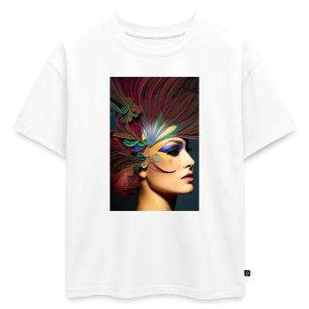 Art facial abstrait - T-shirt enfant oversize en coton biologique Premium - blanc - Devant - AI Model Kid Male (0cm)