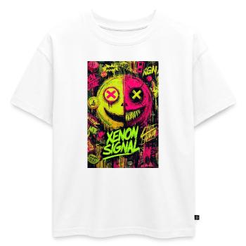 Graffiti de signaux au xénon - T-shirt enfant oversize en coton biologique Premium - blanc - Devant - AI Model Kid Male (0cm)