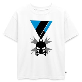 Médaille Skull Skull and Bones - T-shirt enfant oversize en coton biologique Premium - blanc - Devant - AI Model Kid Male (0cm)