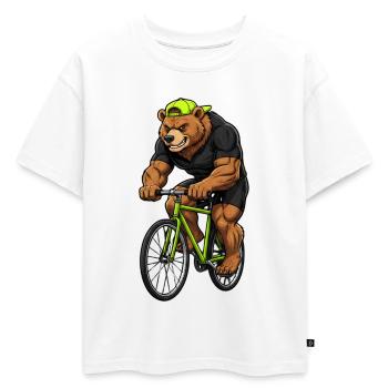 Vélo de route Vélo Vélo Sport Vélo VTT - T-shirt enfant oversize en coton biologique Premium - blanc - Devant - AI Model Kid Male (0cm)