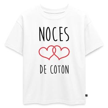 Noces de Coton 1 an de mariage - T-shirt enfant oversize en coton biologique Premium - blanc - Devant - AI Model Kid Male (0cm)