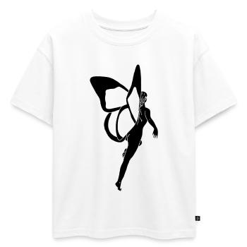 Femme papillon (noir) - T-shirt enfant oversize en coton biologique Premium - blanc - Devant - AI Model Kid Male (0cm)