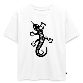 Lézard, lézard - T-shirt enfant oversize en coton biologique Premium - blanc - Devant - AI Model Kid Male (0cm)