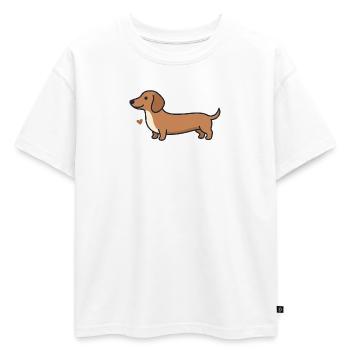Illustration du cœur de teckel - T-shirt enfant oversize en coton biologique Premium - blanc - Devant - AI Model Kid Male (0cm)