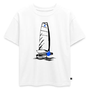 Foiling Moth Voilier Foil Dinghy Voilier Moth - T-shirt enfant oversize en coton biologique Premium - blanc - Devant - AI Model Kid Male (0cm)