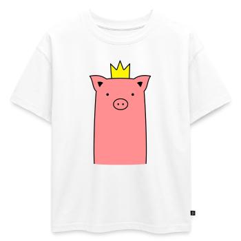 Sow piglet piggy with crown gift - Oversized Kids' Premium Organic T-Shirt - white - Front - AI Model Kid Male (0cm)
